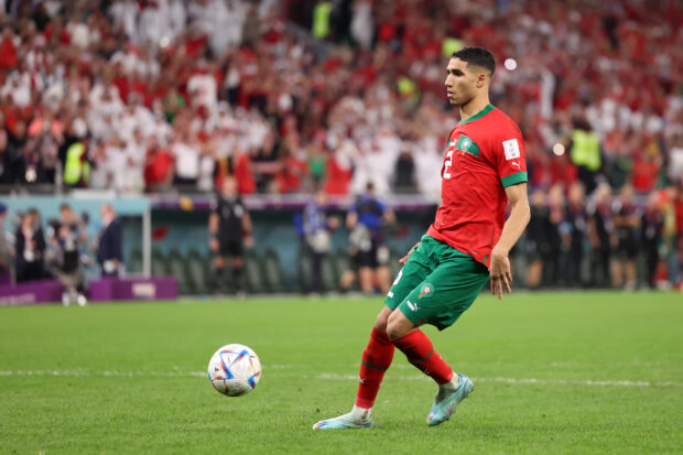 AL RAYYAN, QATAR - DECEMBER 06: Achraf Hakimi of Morocco scores the team's fourth and winning penalty in the penalty shoot out during the FIFA World Cup Qatar 2022 Round of 16 match between Morocco and Spain at Education City Stadium on December 06, 2022 in Al Rayyan, Qatar. (Photo by Hector Vivas - FIFA/FIFA via Getty Images)