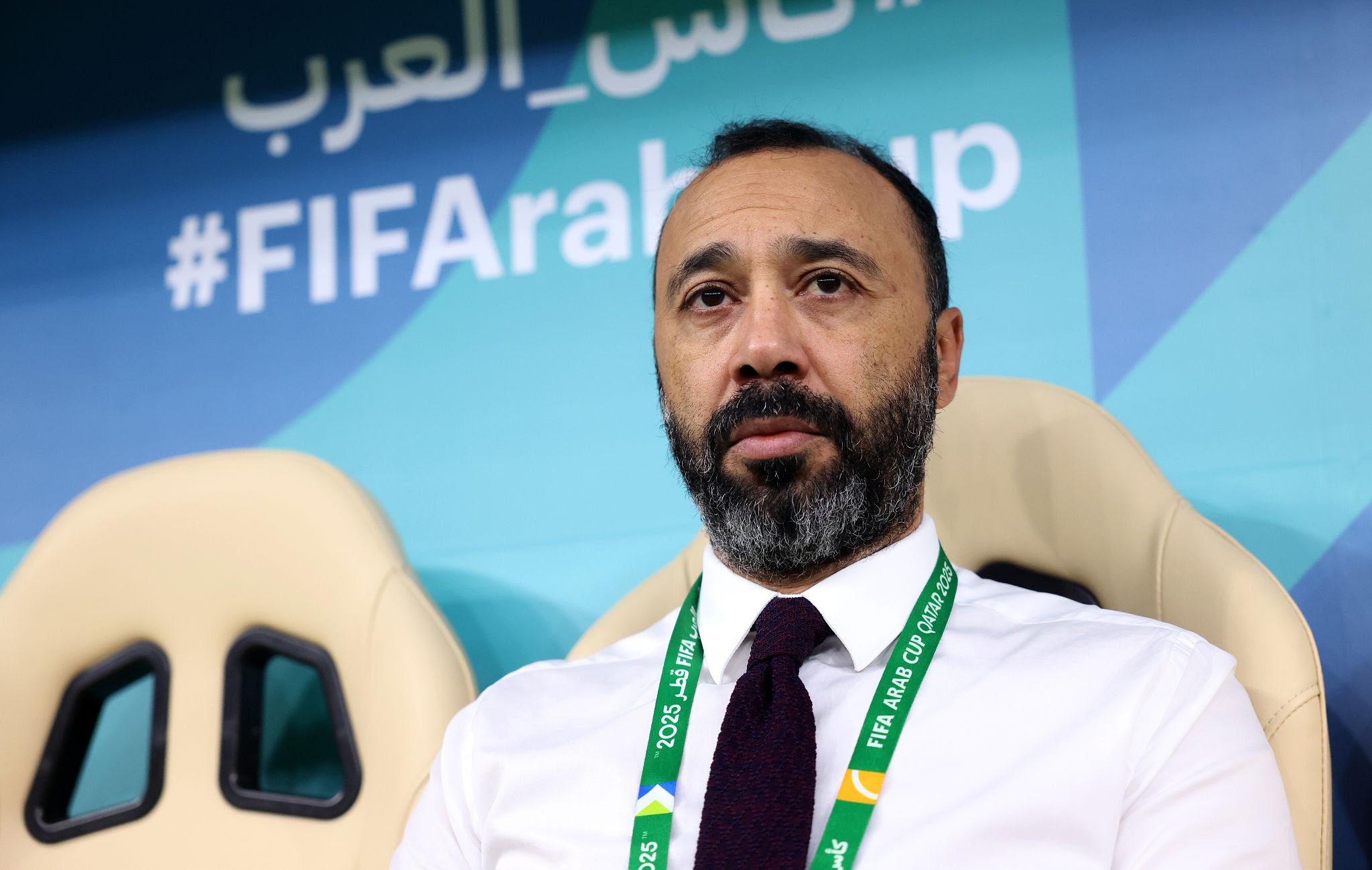 LUSAIL CITY, QATAR - DECEMBER 18: Tarik Sektioui, Head Coach of Morocco, looks on prior to the FIFA Arab Cup 2025 Final match between Jordan and Morocco at Lusail Stadium on December 18, 2025 in Lusail City, Qatar. (Photo by Mohamed Farag - FIFA/FIFA via Getty Images)